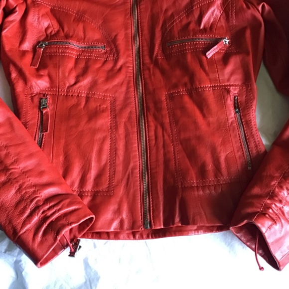 BOD & CHRISTENSEN LIGHTWEIGHT CLASSIC RED LEATHER ZIP UP JACKET IN XS - Picture 2 of 15